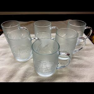 Set of 6 CocaCola frosted glass mugs